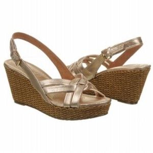 SALE Corso Como Shoes Gold Wedge Sandals Strappy